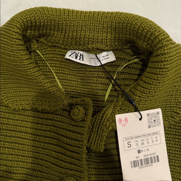 Zara Chunky short sleeve cardigan - green - size small - new - Picture 2 of 4